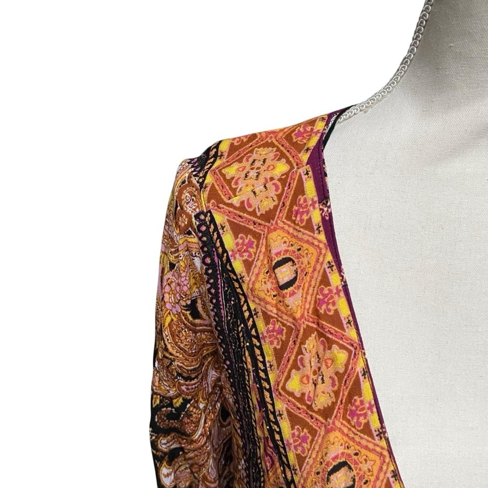 Free People Catch Me If You Can Top M Dark Combo Tie Sleeve NWT - Picture 4 of 15